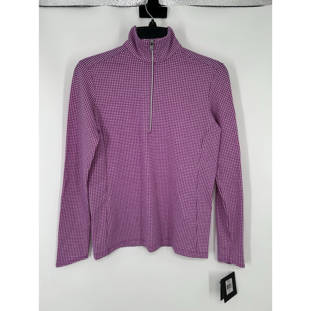 RLX Ralph Lauren‎ Quarter 1/4 Zip Wicking Pullover Gingham Check Womens Small
